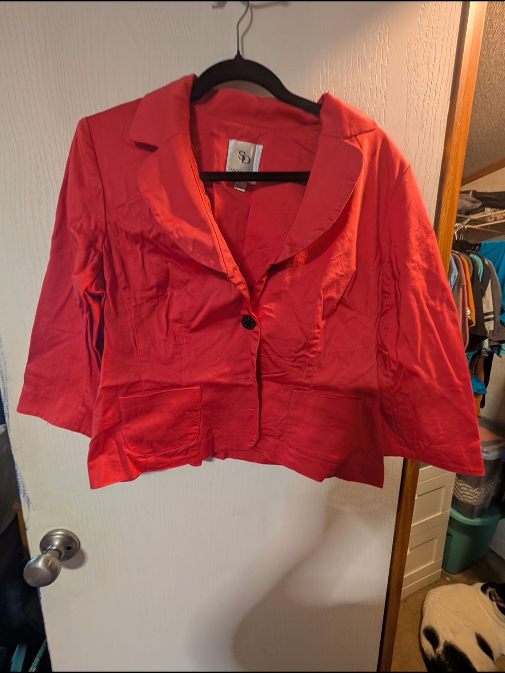 Sandra Darren Vibrant Red Cropped Blazer